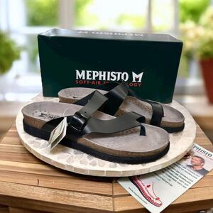 Mephisto Helen Air Soft Supportive Leather Toe Loop Sandal Slide Women 12 EU 42